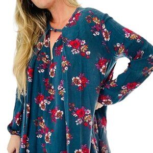 FREE PEOPLE Jade Retro Floral Swing Tunic Top - Size XS